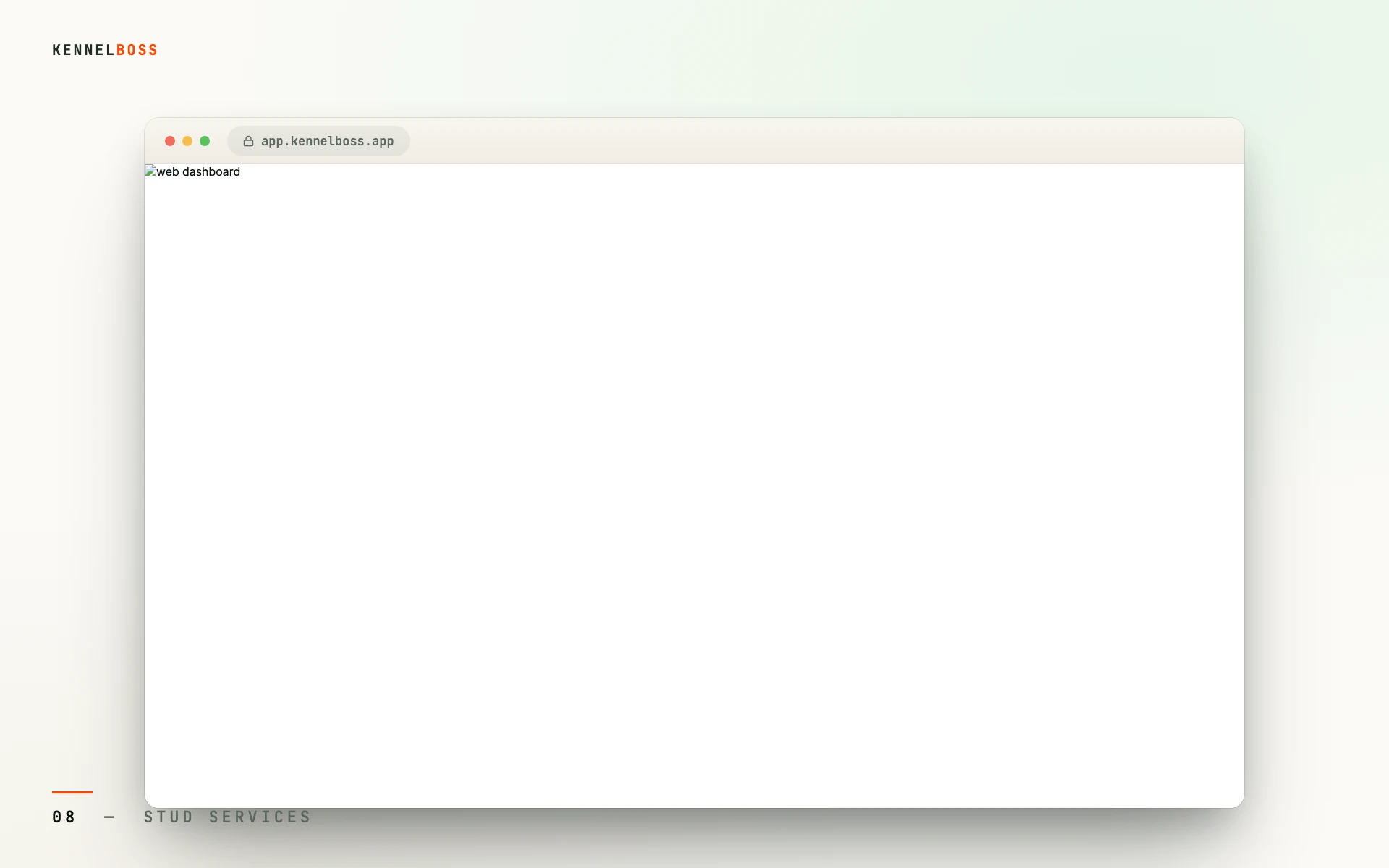 Stud directory on the KennelBoss web dashboard